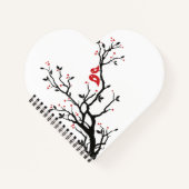 Tortelduifjes op Branch - Romantische Red Heart Tr Notitieboek (Voorkant)
