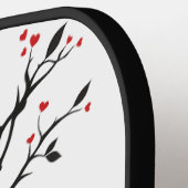 Tortelduifjes op Branch - Romantische Red Heart Tr Pickleball Paddle (Links Detail)