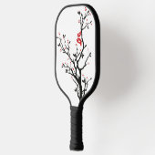 Tortelduifjes op Branch - Romantische Red Heart Tr Pickleball Paddle (Links)
