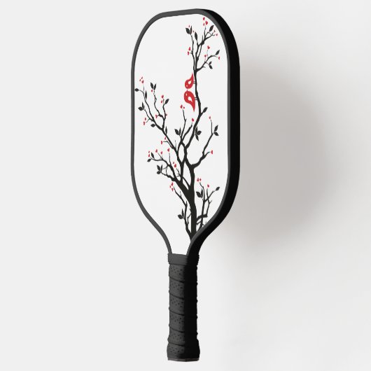 Tortelduifjes op Branch - Romantische Red Heart Tr Pickleball Paddle (Links)
