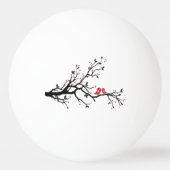 Tortelduifjes op Branch - Romantische Red Heart Tr Pingpongbal (Voorkant)