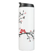 Tortelduifjes op Branch - Romantische Red Heart Tr Thermosbeker (Geroteerd rechts)