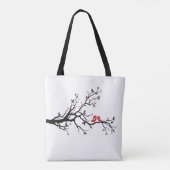 Tortelduifjes op Branch - Romantische Red Heart Tr Tote Bag (Achterkant)
