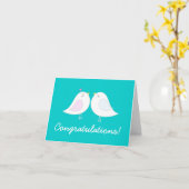 Tortelduifjes op de Blauwgroen Gelukwensen van het Kaart (Gele Bloem)