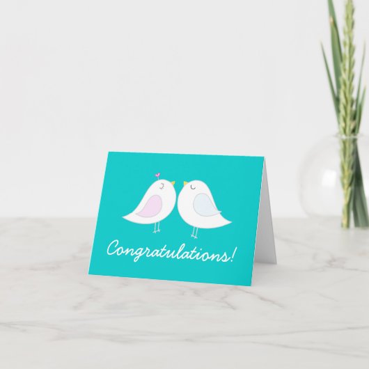 Tortelduifjes op de Blauwgroen Gelukwensen van het Kaart (Voorkant)