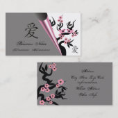 Tortelduifjes op de Sakura-boom en het Chinese lie Visitekaartje (Voorkant / Achterkant)