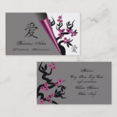 Tortelduifjes op de Sakura-boom en het Chinese lie Visitekaartje (Voorkant / Achterkant)