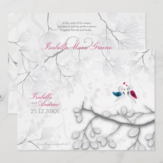 Tortelduifjes op de uitnodiging voor een toorstaar (Voorkant / Achterkant)