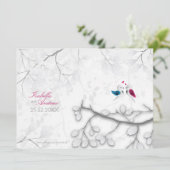 Tortelduifjes op de uitnodiging voor een toorstaar (Staand voorkant)