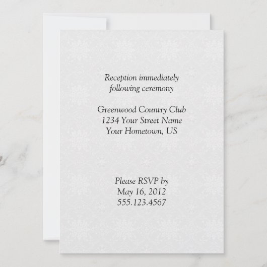 Tortelduifjes op de uitnodiging voor het huwelijk  (Achterkant)