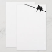 Tortelduifjes op draad / silhouet in B & W Briefpapier (Voorkant / Achterkant)