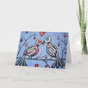 Tortelduifjes op een hartboomdag van de dood kaart
