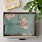 Tortelduifjes op een roze bloeiende tak decoupage tissuepapier (Geschenk)