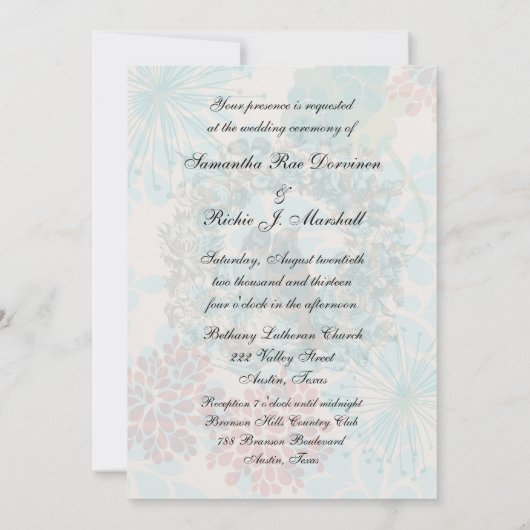 Tortelduifjes op Floral Wreath 5x7 bruiloft uitnod Kaart (Achterkant)