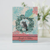 Tortelduifjes op Floral Wreath RSVP-kaart RSVP Kaartje (Staand voorkant)