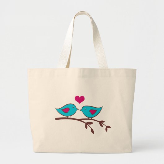 Tortelduifjes op groen grote tote bag (Voorkant)