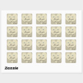Tortelduifjes op het Ecru Heart Wedding Vierkante Sticker (Vel)
