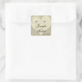 Tortelduifjes op het Ecru Heart Wedding Vierkante Sticker (Tas)