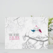 Tortelduifjes op Magical White - Wedding Save the  Date (Staand voorkant)