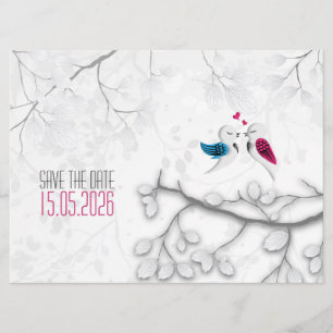 Tortelduifjes op Magical White - Wedding Save the  Save The Date