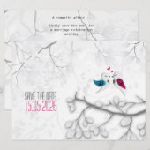 Tortelduifjes op Magical White - Wedding Save the  Save The Date (Voorkant / Achterkant)