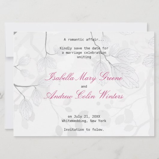 Tortelduifjes op Magical White - Wedding Save the  Save The Date (Achterkant)