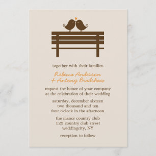 Tortelduifjes op Park Bench Autumn Wedding Kaart