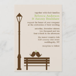 Tortelduifjes op Park Bench Wedding Kaart