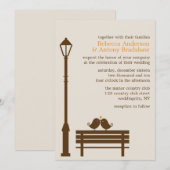 Tortelduifjes op Park Bench Wedding Kaart (Voorkant / Achterkant)