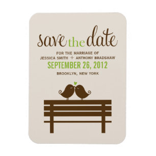 Tortelduifjes op Park Bench Wedding Magneet