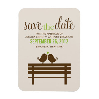 Tortelduifjes op Park Bench Wedding Magneet