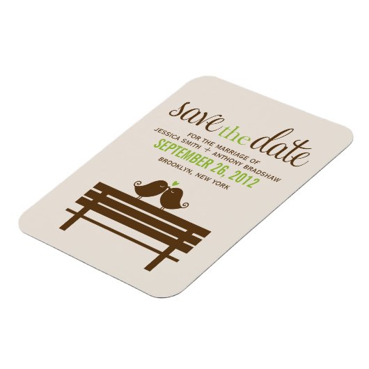 Tortelduifjes op Park Bench Wedding Magneet (Linkerzijde)