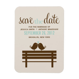 Tortelduifjes op Park Bench Wedding Magneet