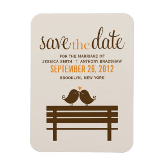 Tortelduifjes op Park Bench Wedding Magneet