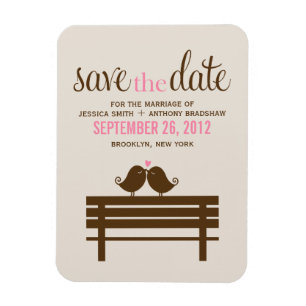 Tortelduifjes op Park Bench Wedding Magneet