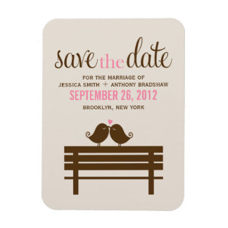 Tortelduifjes op Park Bench Wedding Magneet