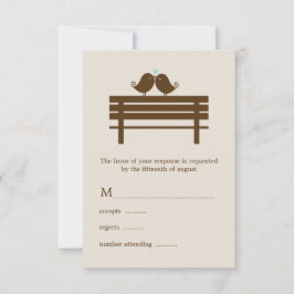 Tortelduifjes op Park Bench Wedding RSVP Kaartje