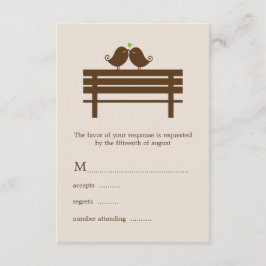 Tortelduifjes op Park Bench Wedding RSVP Kaartje