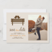 Tortelduifjes op Park Bench Wedding Save The Date (Voorkant)