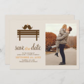 Tortelduifjes op Park Bench Wedding Save The Date (Voorkant / Achterkant)