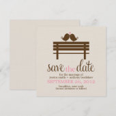 Tortelduifjes op Park Bench Wedding Save The Date (Voorkant / Achterkant)
