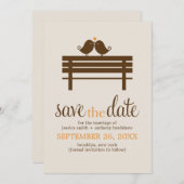 Tortelduifjes op Park Bench Wedding Save The Date (Voorkant / Achterkant)