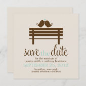 Tortelduifjes op Park Bench Wedding Save The Date (Voorkant / Achterkant)