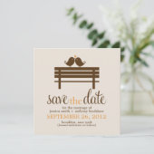 Tortelduifjes op Park Bench Wedding Save The Date (Staand voorkant)
