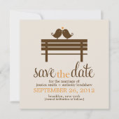 Tortelduifjes op Park Bench Wedding Save The Date (Voorkant)