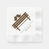 Tortelduifjes op Parkbank {mint} Servetten (Voorkant)