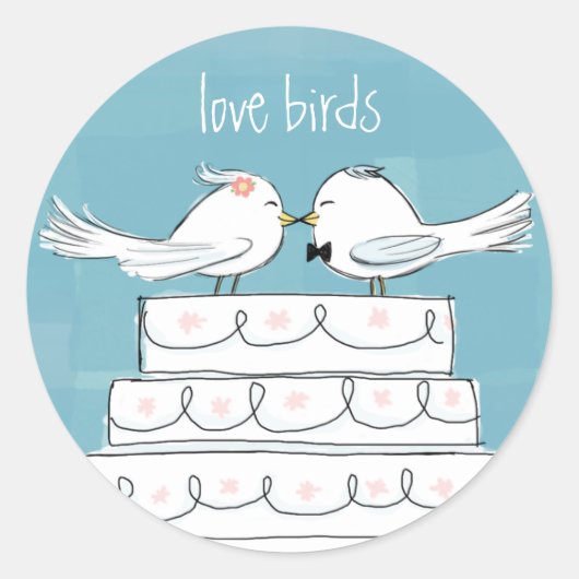 Tortelduifjes op Passen getrouwd met een weddensch Ronde Sticker (Voorkant)