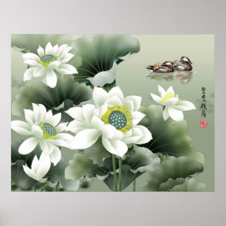 Tortelduifjes op Pond bij Play Poster