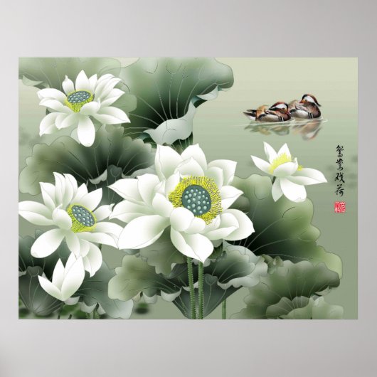 Tortelduifjes op Pond bij Play Poster (Voorkant)