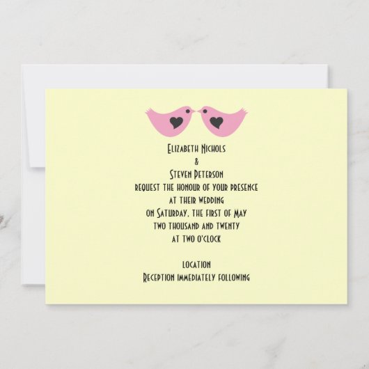 Tortelduifjes op Sakura Tree bruiloft uitnodiginge Kaart (Achterkant)